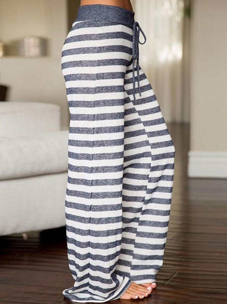 Women's Comfy Casual Pajama Pants Floral Print Drawstring Palazzo Lounge Pants Wide Leg