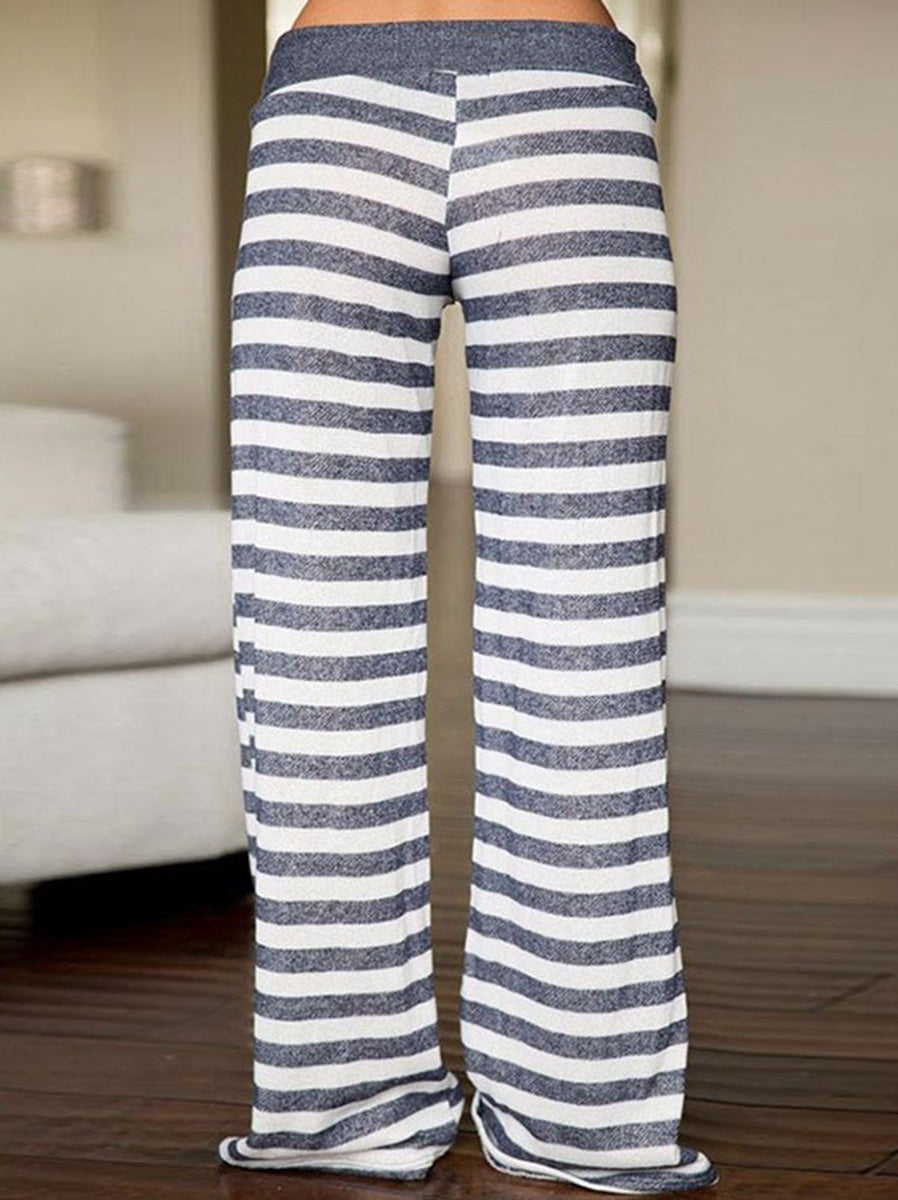 Women's Comfy Casual Pajama Pants Floral Print Drawstring Palazzo Lounge Pants Wide Leg