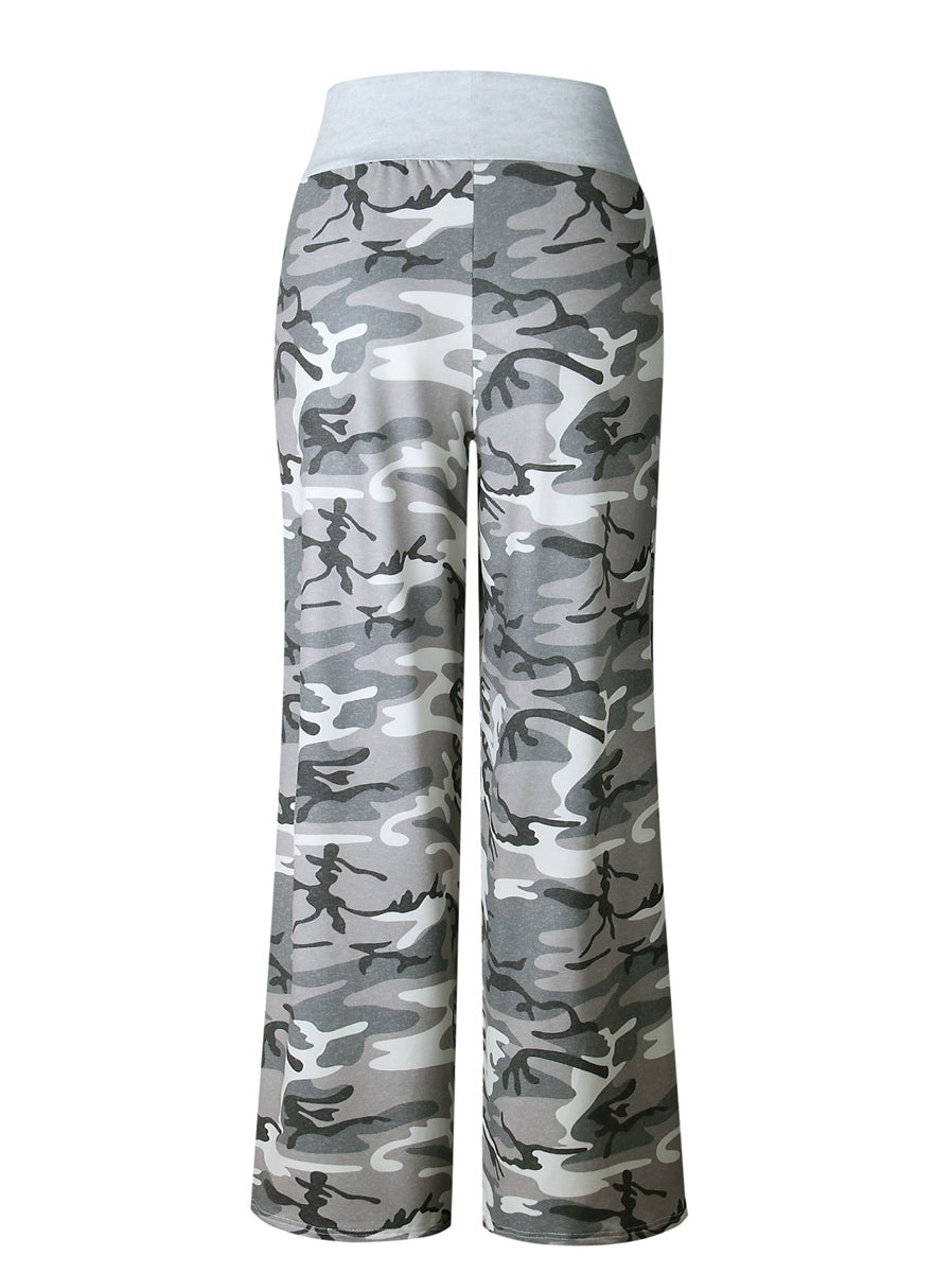 Women's Comfy Casual Pajama Pants Floral Print Drawstring Palazzo Lounge Pants Wide Leg