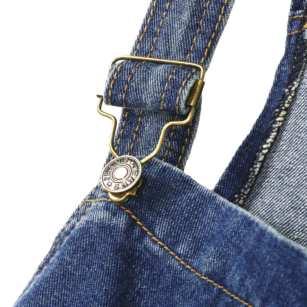 Women Loose Denim Jumpsuit Dungarees Ripped Jeans Straps Overalls Trousers Sleeveless With Baggy Pockets