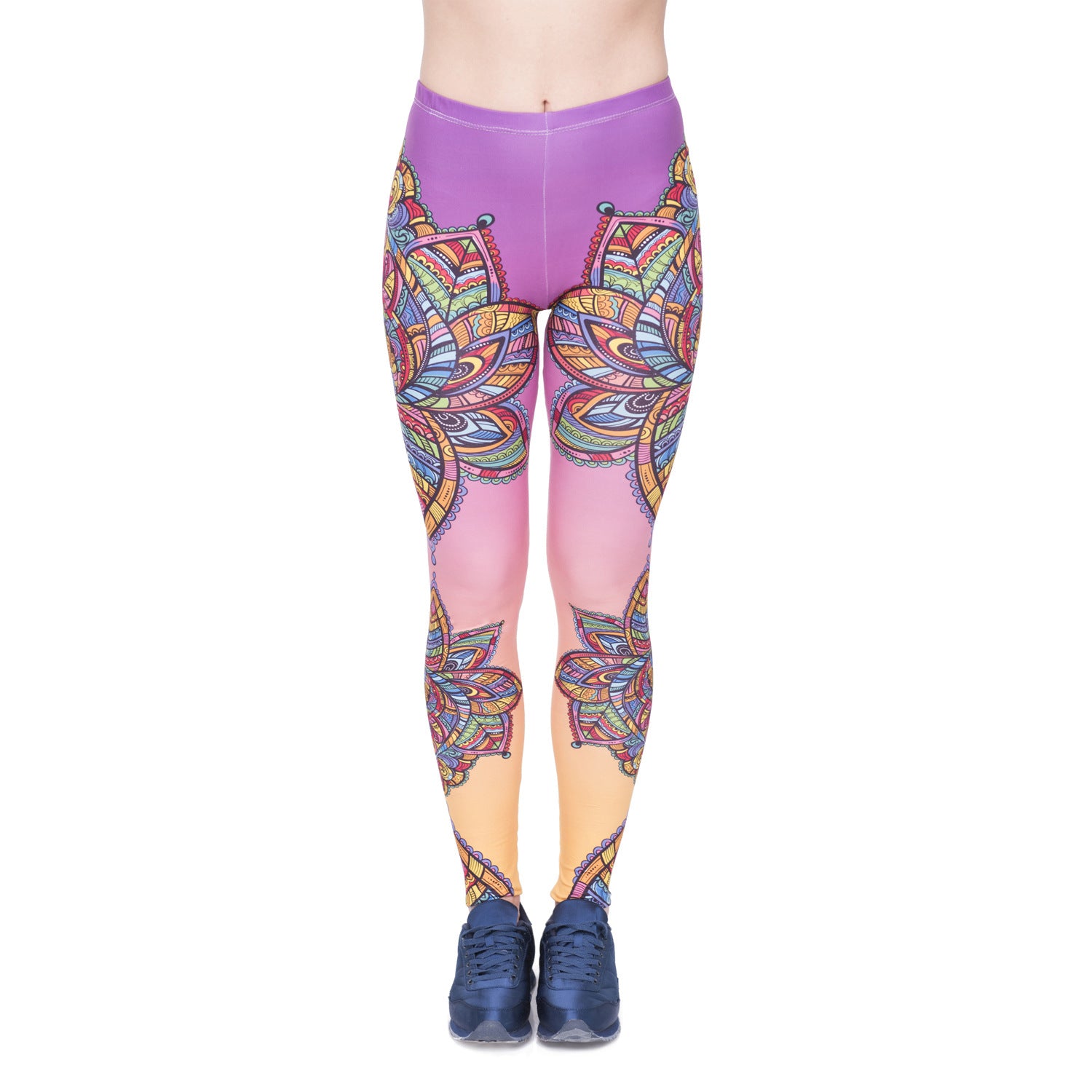Women Stretchy and Soft Mandala Printed Yoga Leggings, Tummy Control Running Pants