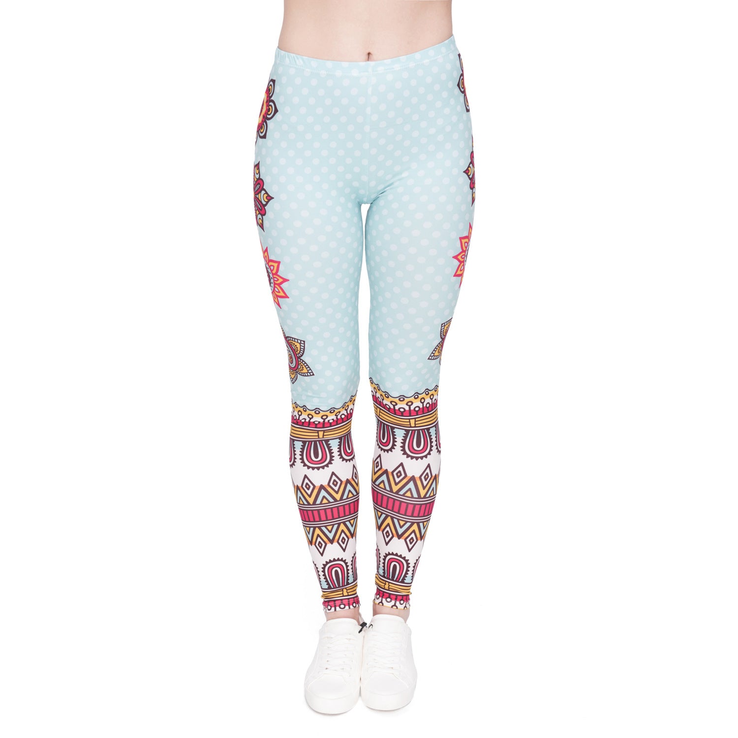 Women Stretchy and Soft Mandala Printed Yoga Leggings, Tummy Control Running Pants