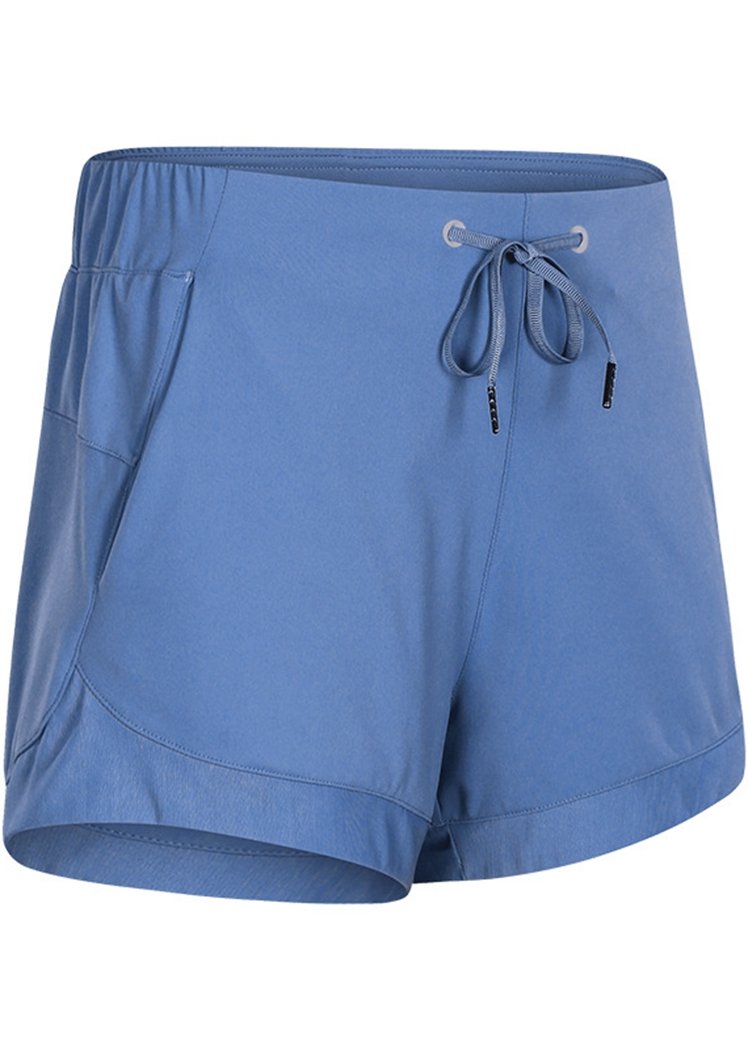 Breathable High Waist Yoga Shorts With Side Pocket