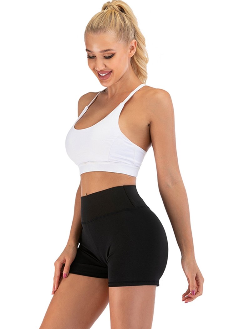 Chicvane Solid Color Pleated High Waisted Yoga Shorts