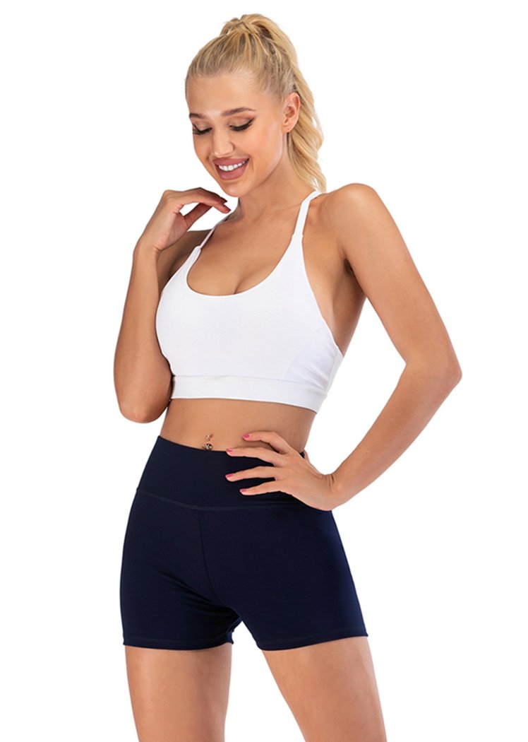 Chicvane Solid Color Pleated High Waisted Yoga Shorts
