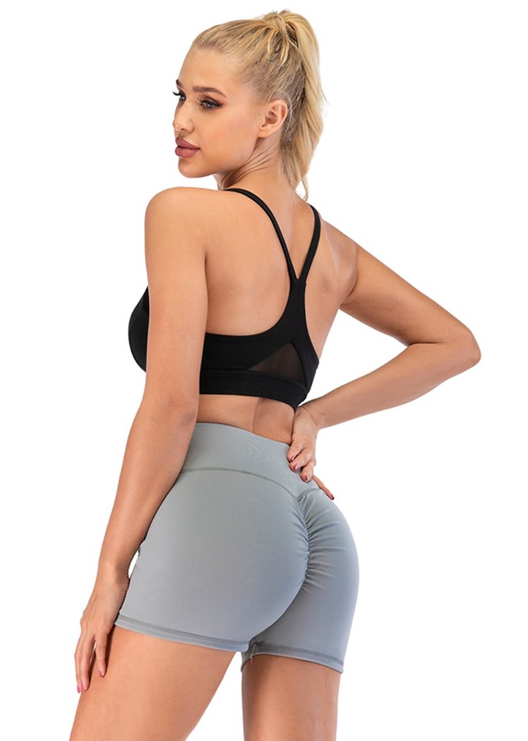 Chicvane Solid Color Pleated High Waisted Yoga Shorts