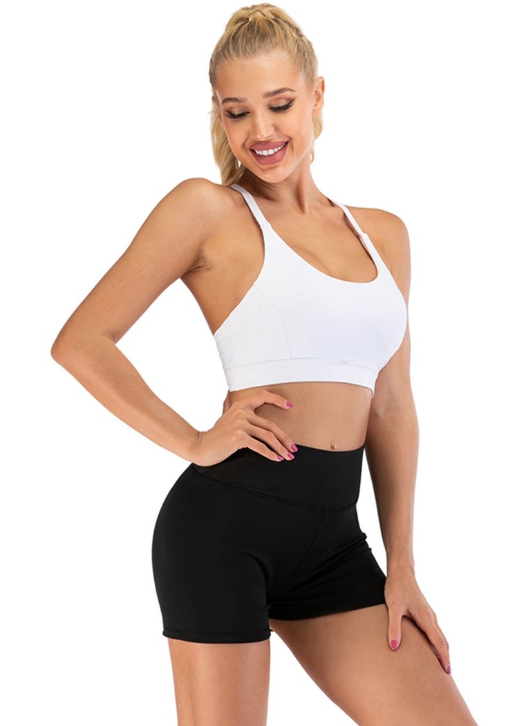 Chicvane Solid Color Pleated High Waisted Yoga Shorts