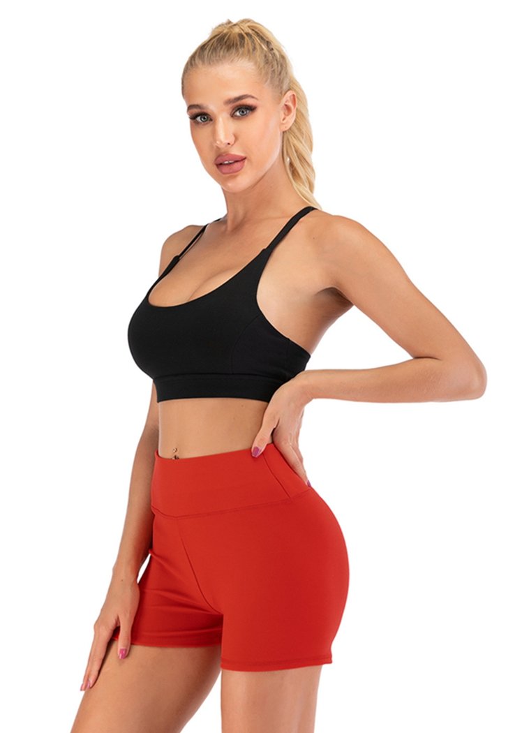 Chicvane Solid Color Pleated High Waisted Yoga Shorts