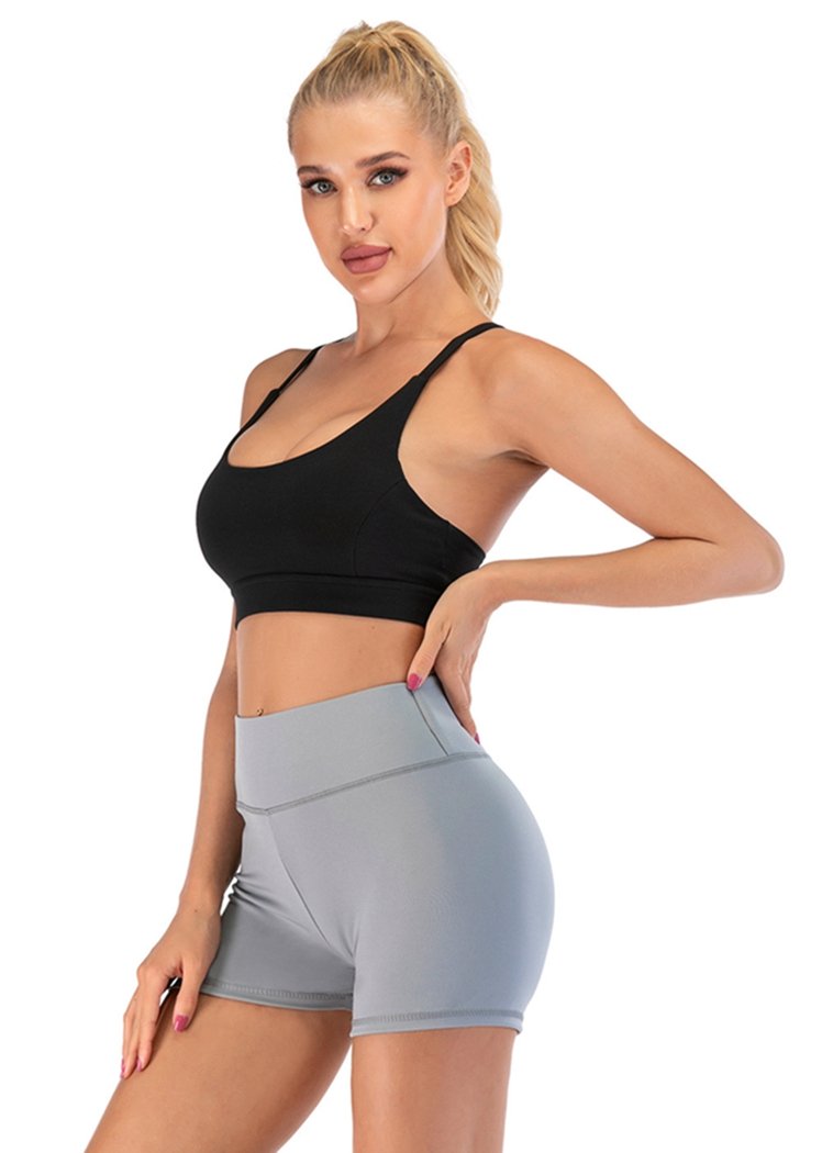 Chicvane Solid Color Pleated High Waisted Yoga Shorts