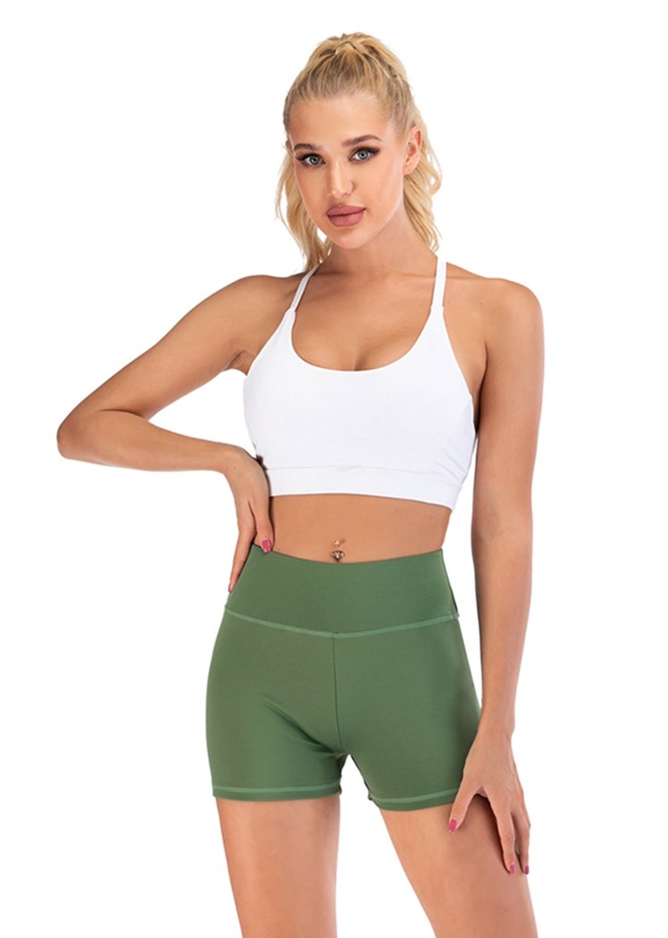 Chicvane Solid Color Pleated High Waisted Yoga Shorts