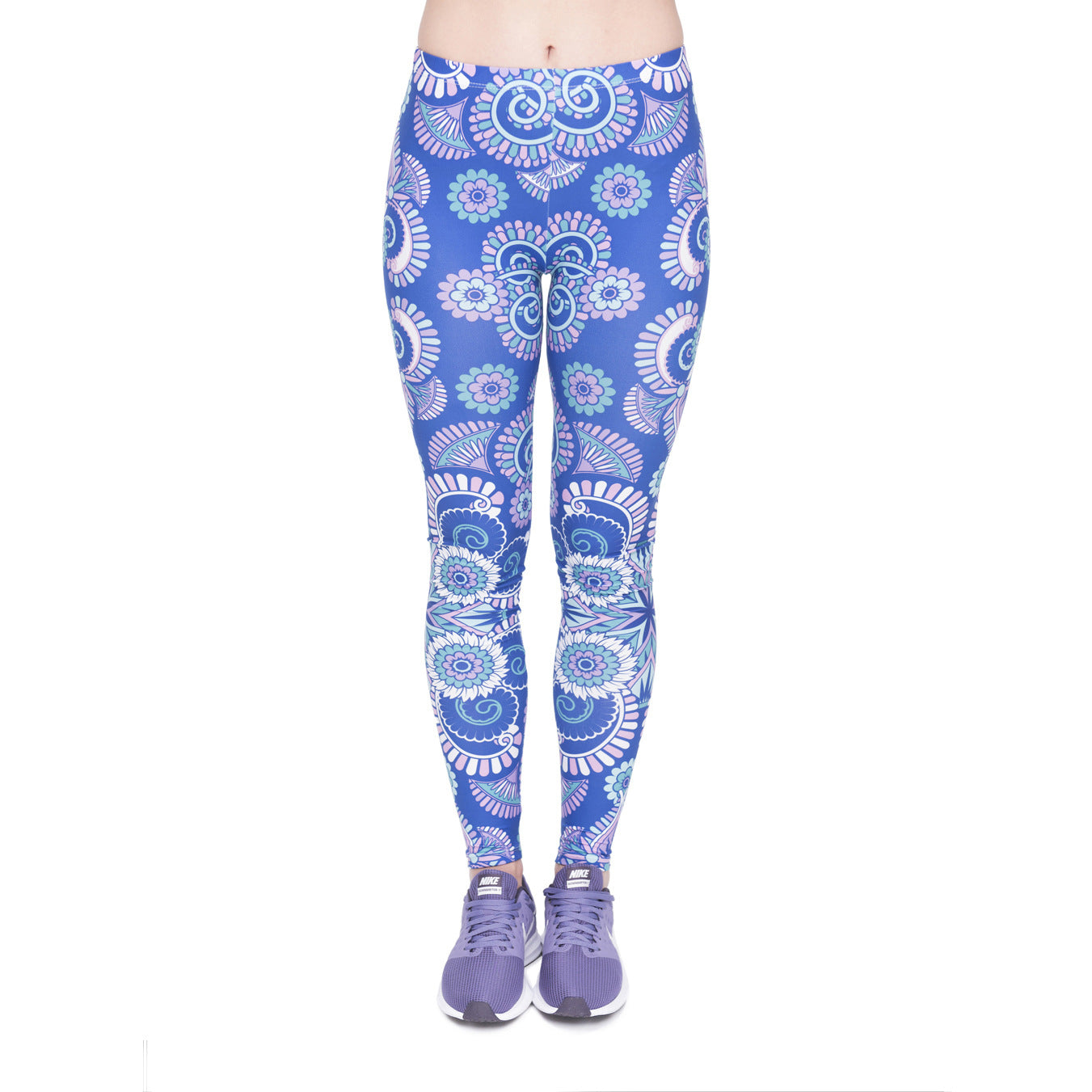 Women Stretchy and Soft Mandala Printed Yoga Leggings, Tummy Control Running Pants