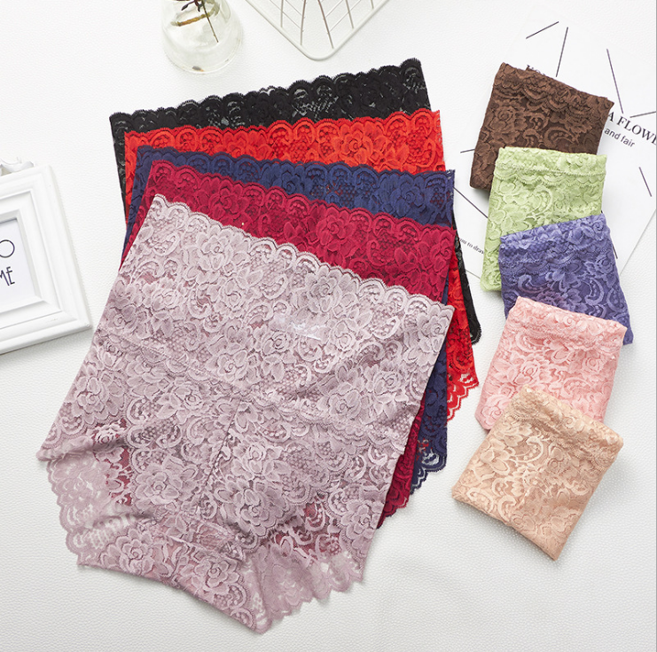 1 PCS Sexy Transparency High Wasited Lace Women Seamless Triangle Underwear Raised Buttock