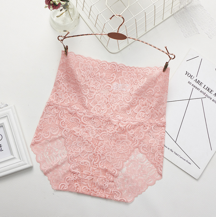 1 PCS Sexy Transparency High Wasited Lace Women Seamless Triangle Underwear Raised Buttock