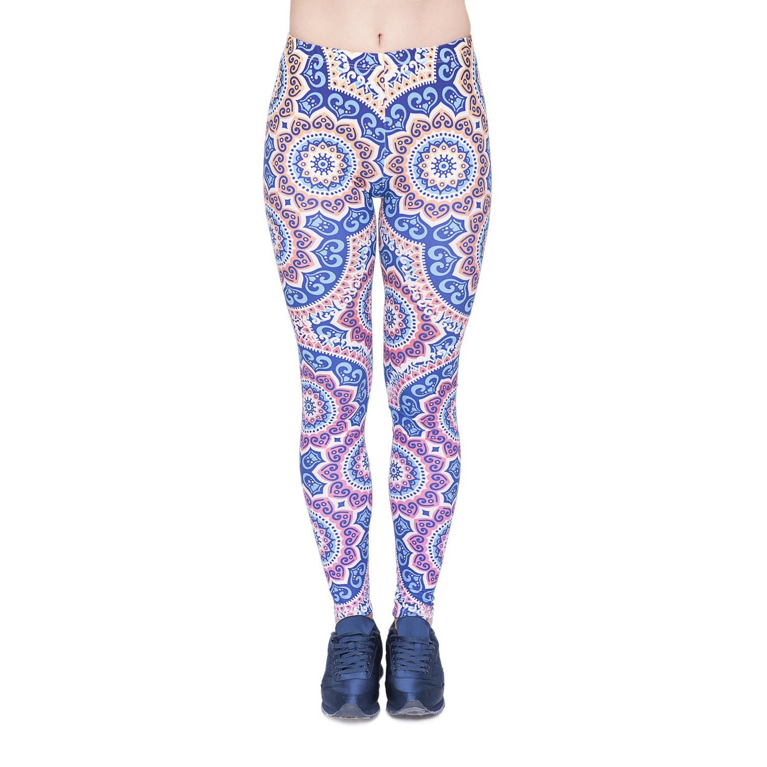 Women Stretchy and Soft Mandala Printed Yoga Leggings, Tummy Control Running Pants