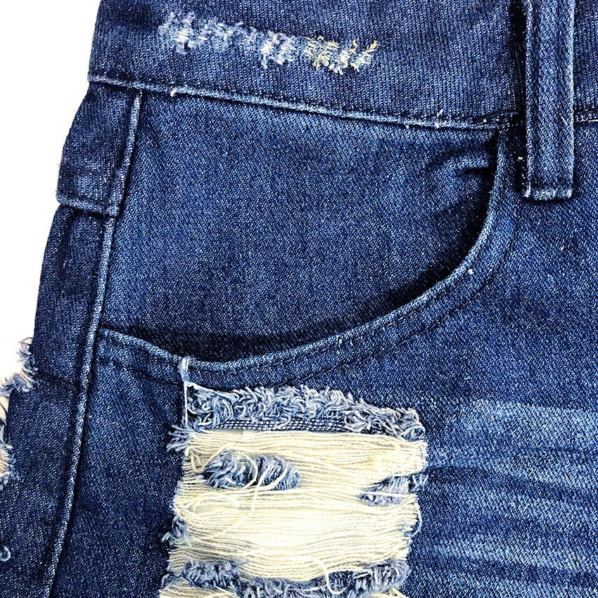 Hot Hole Women High Waist Denim Shorts Fringed Jeans