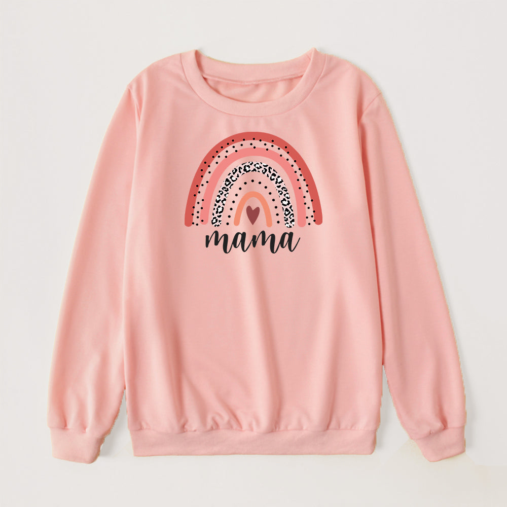 Mommy and me Matching Outfits Mama Mini Rainbow Print Pullover Sweatshirt