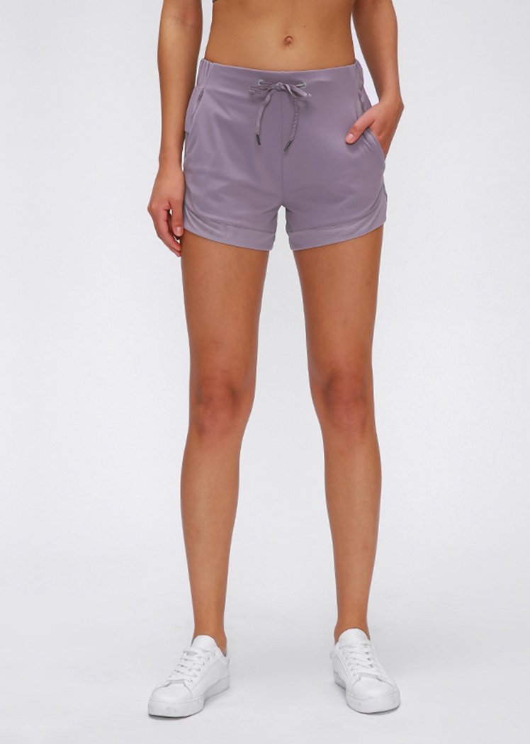 Chicvane Butt Lift  Stretchy Quick Drying Workout Yoga Shorts with Side Pockets