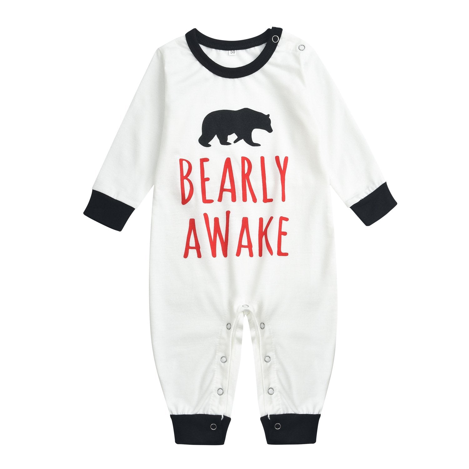 Fashion Bear Print white Plaid Long Sleeve 2 Pieces Christmas Pagamas Family Outfits