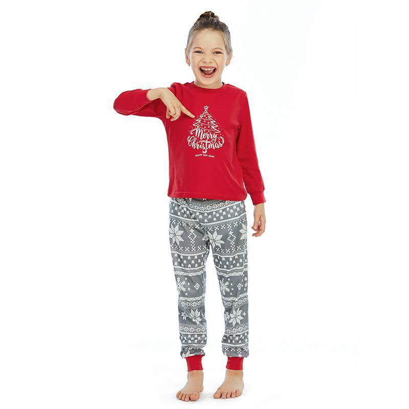 Fashion Christmas Tree Print Pajamas Long Sleeve Christmas Family Outfits