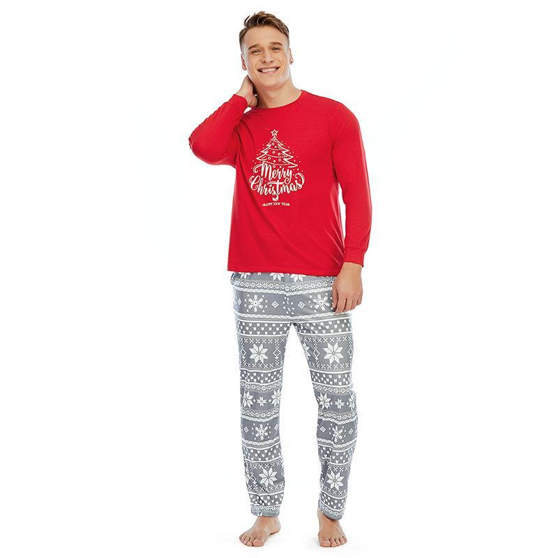 Fashion Christmas Tree Print Pajamas Long Sleeve Christmas Family Outfits