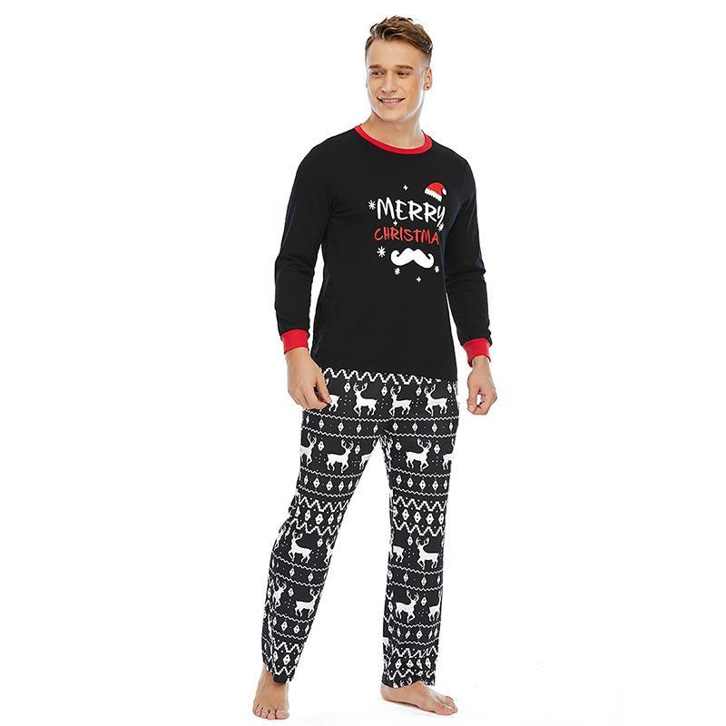Fashion Christmas Elk Print Long Sleeve Pajamas Christmas Family Outfits