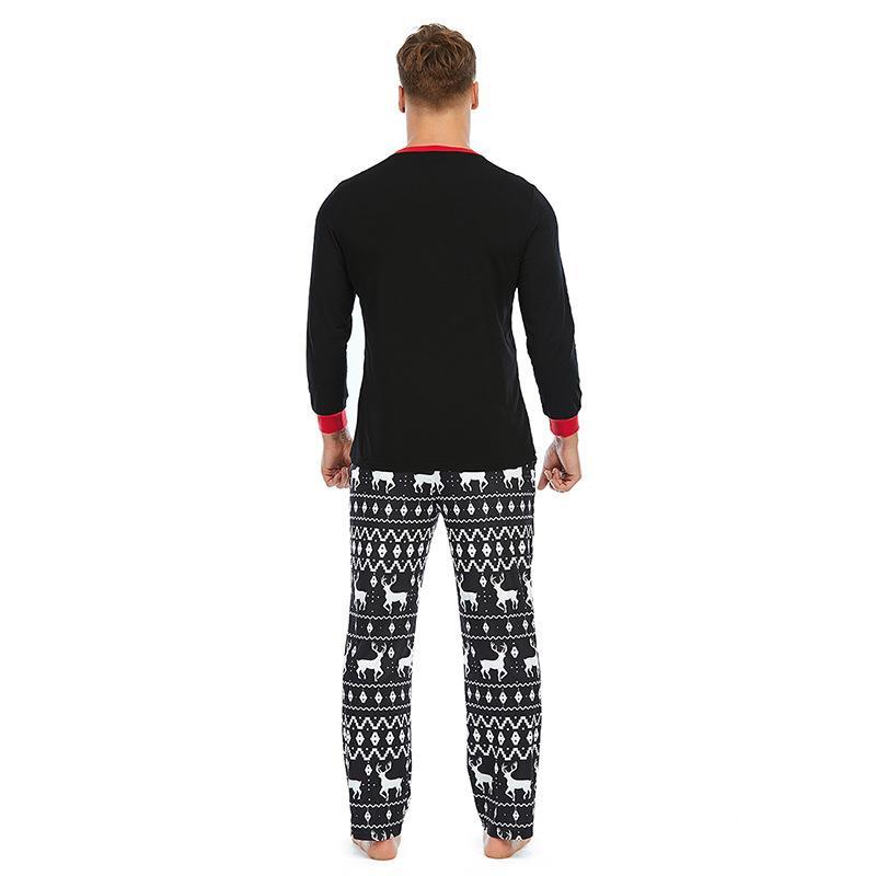 Fashion Christmas Elk Print Long Sleeve Pajamas Christmas Family Outfits