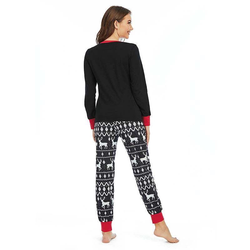 Fashion Christmas Elk Print Long Sleeve Pajamas Christmas Family Outfits