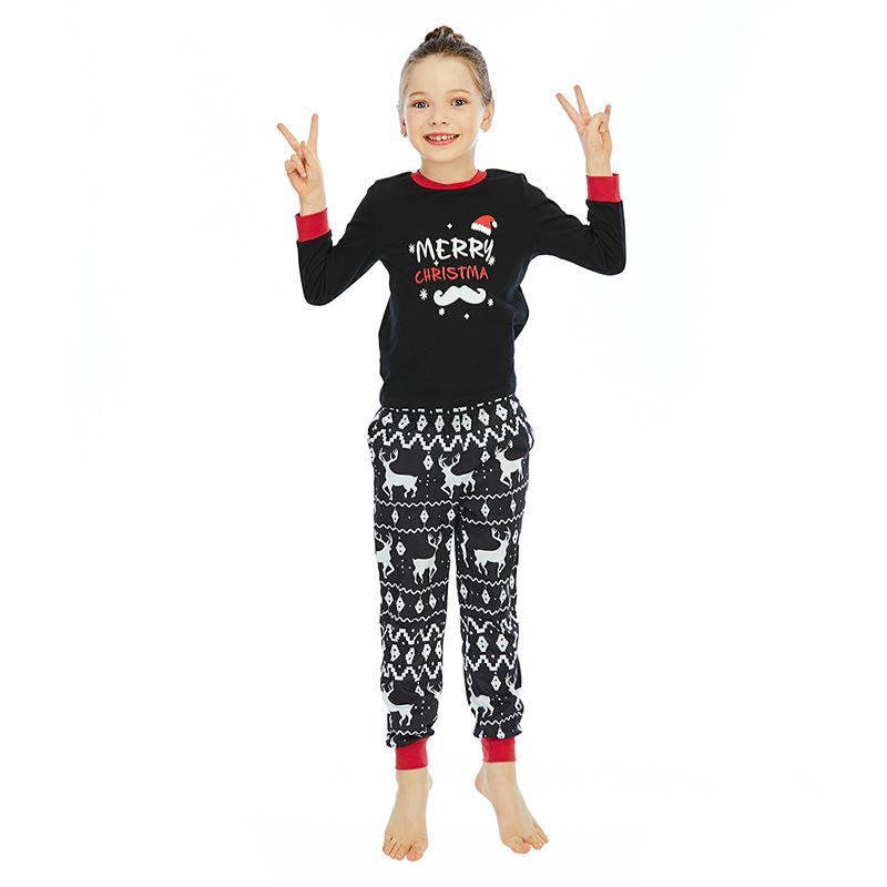 Fashion Christmas Elk Print Long Sleeve Pajamas Christmas Family Outfits