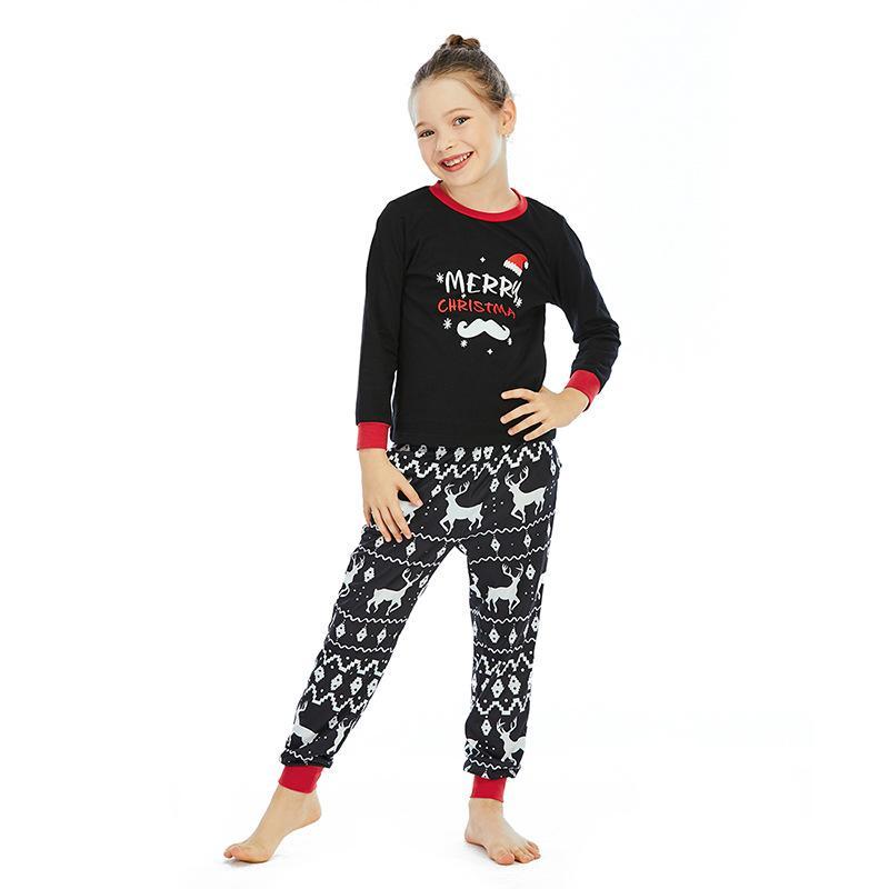 Fashion Christmas Elk Print Long Sleeve Pajamas Christmas Family Outfits