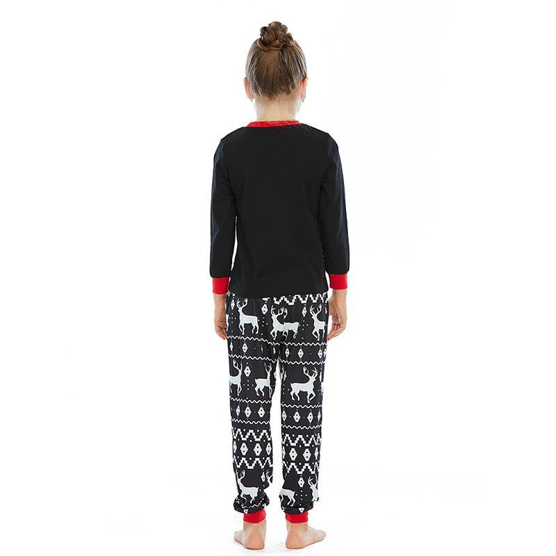 Fashion Christmas Elk Print Long Sleeve Pajamas Christmas Family Outfits