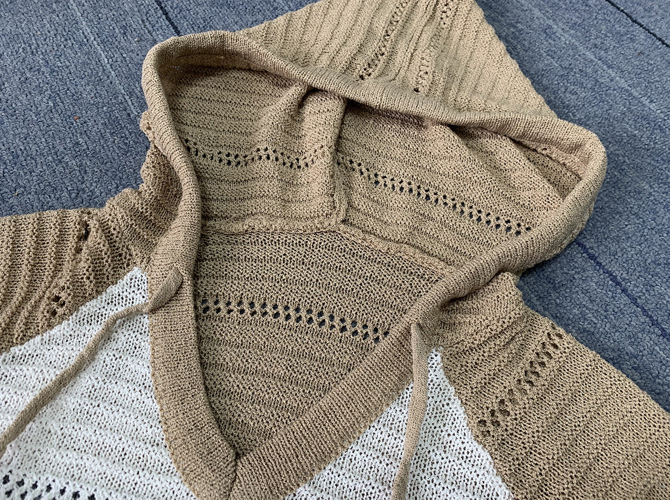 Fashion Women Striped Lightweight High-elastic Long Sleeves Hoodie Outerwear Pullover Knited Sweater