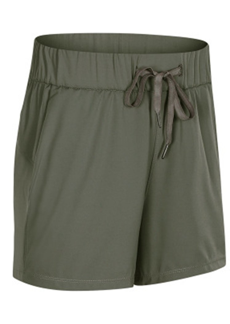 High Waist Drawstring Waist  Yoga Shorts with Pockets