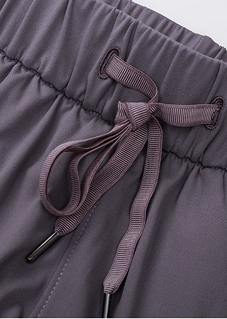 High Waist Drawstring Waist  Yoga Shorts with Pockets