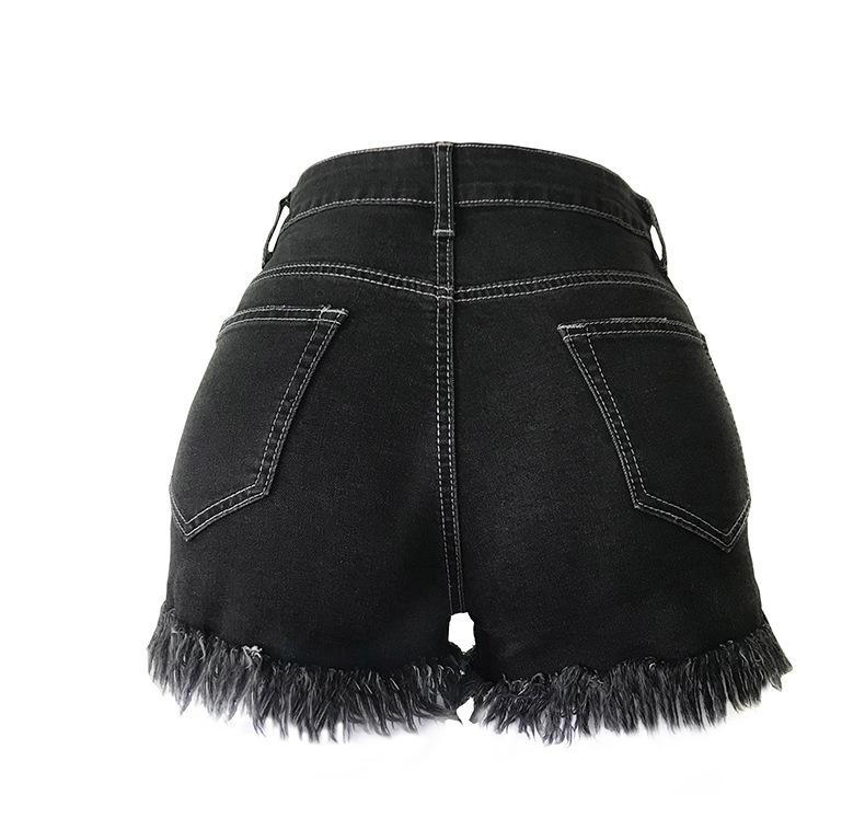 Women Casual High Stretchy Denim Shorts Frayed Raw Hem Ripped Jeans Shorts