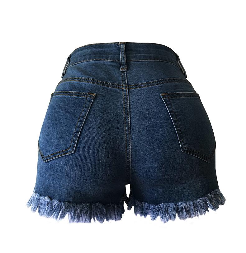Women Casual High Stretchy Denim Shorts Frayed Raw Hem Ripped Jeans Shorts
