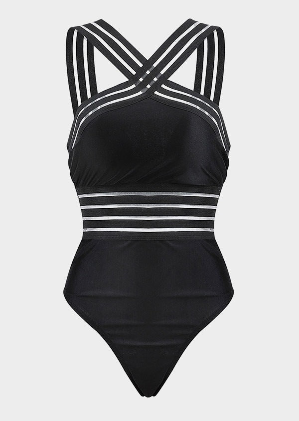 Women One Piece Swimwear Front Crossover Swimsuits Hollow Bathing Suits Monokinis