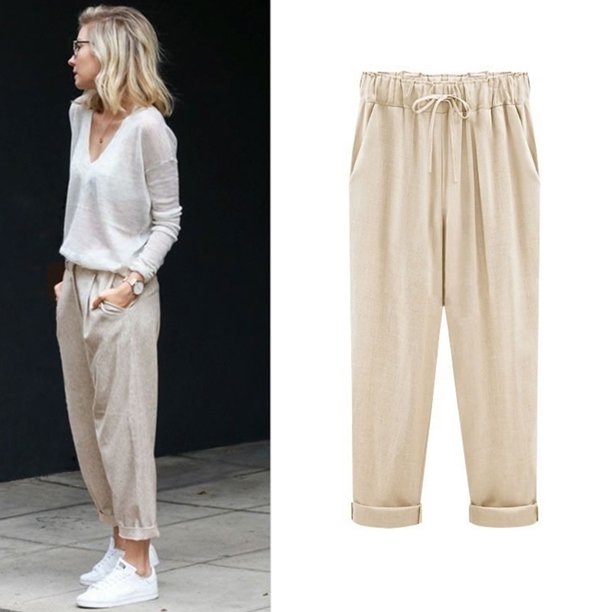 Women Casual Cotton Linen Pants Trousers Pencil Pants
