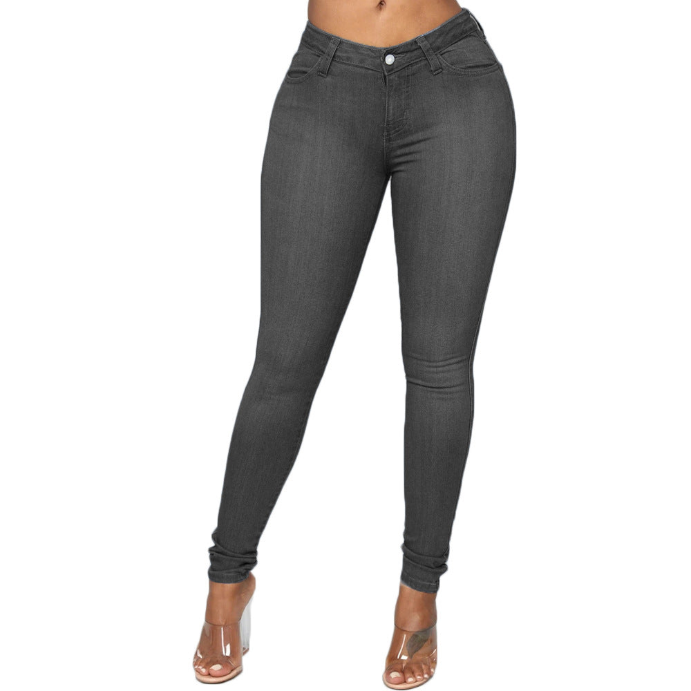 Fashion Women Distressed Stretch Denim Pants Ripped High Rise Skinny