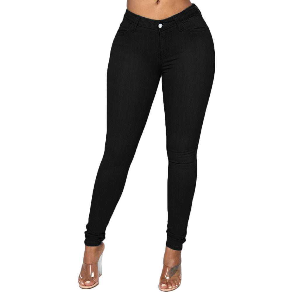 Fashion Women Distressed Stretch Denim Pants Ripped High Rise Skinny
