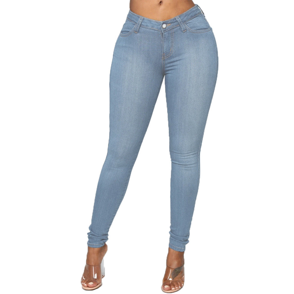 Fashion Women Distressed Stretch Denim Pants Ripped High Rise Skinny