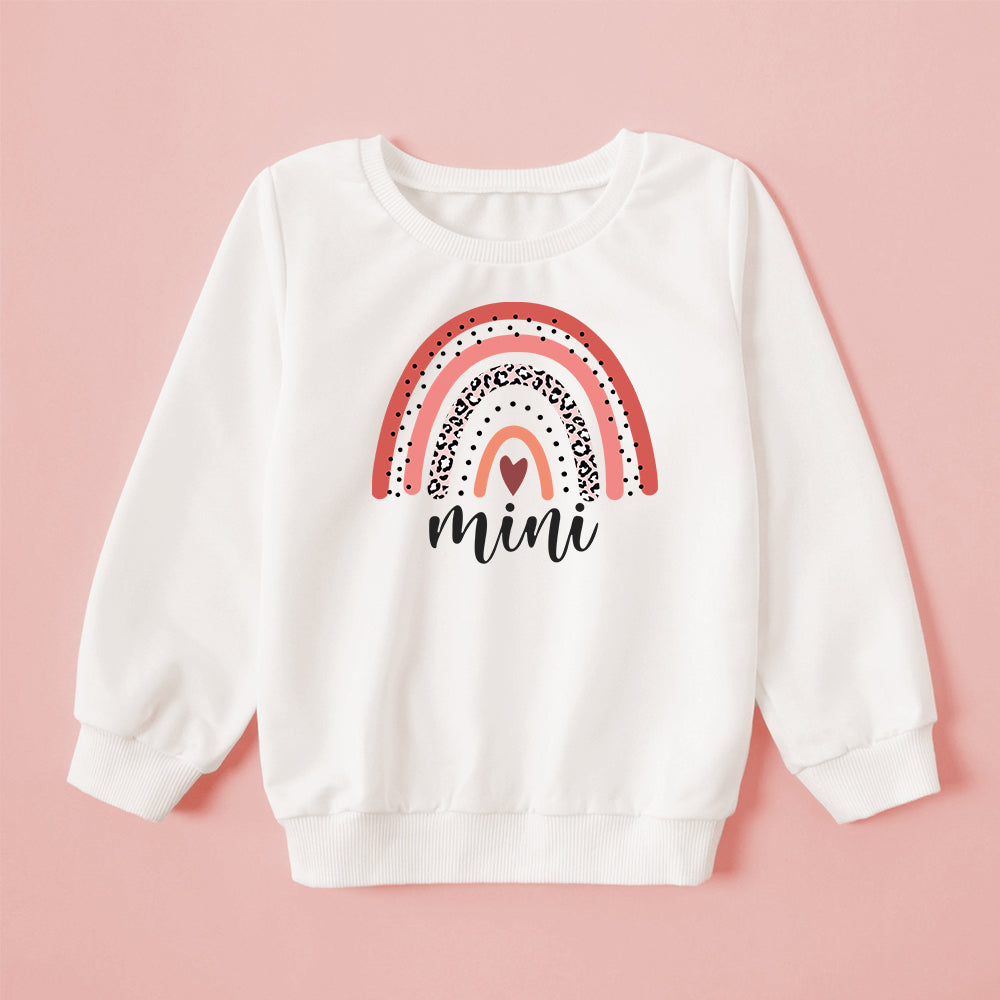 Mommy and me Matching Outfits Mama Mini Rainbow Print Pullover Sweatshirt