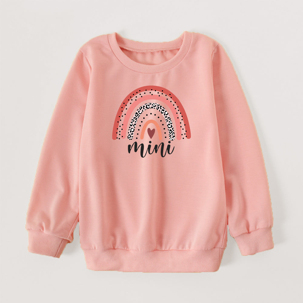Mommy and me Matching Outfits Mama Mini Rainbow Print Pullover Sweatshirt