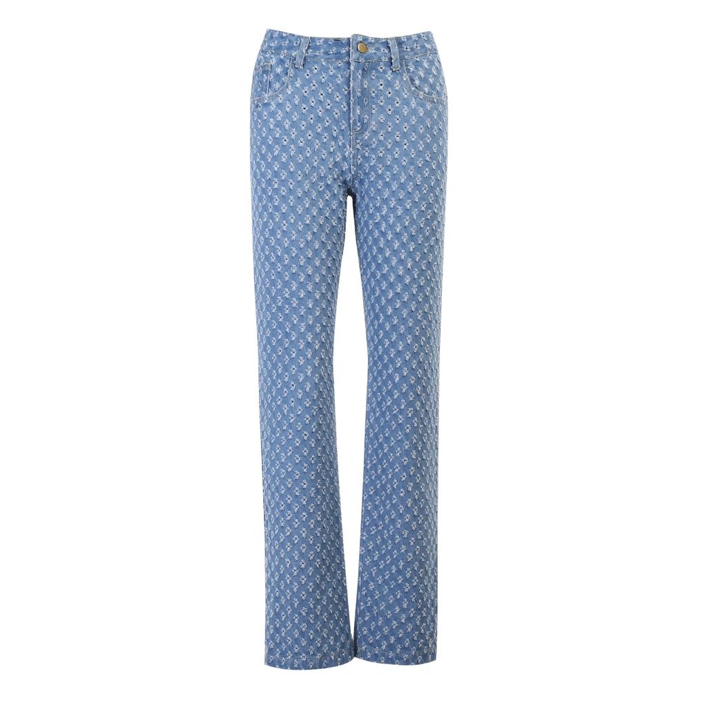 Women Fashion Flared Bell Bottom Jeans Distressed Wide Leg Denim Pants