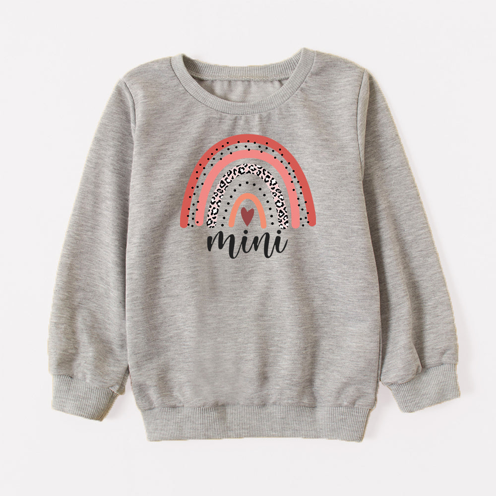 Mommy and me Matching Outfits Mama Mini Rainbow Print Pullover Sweatshirt