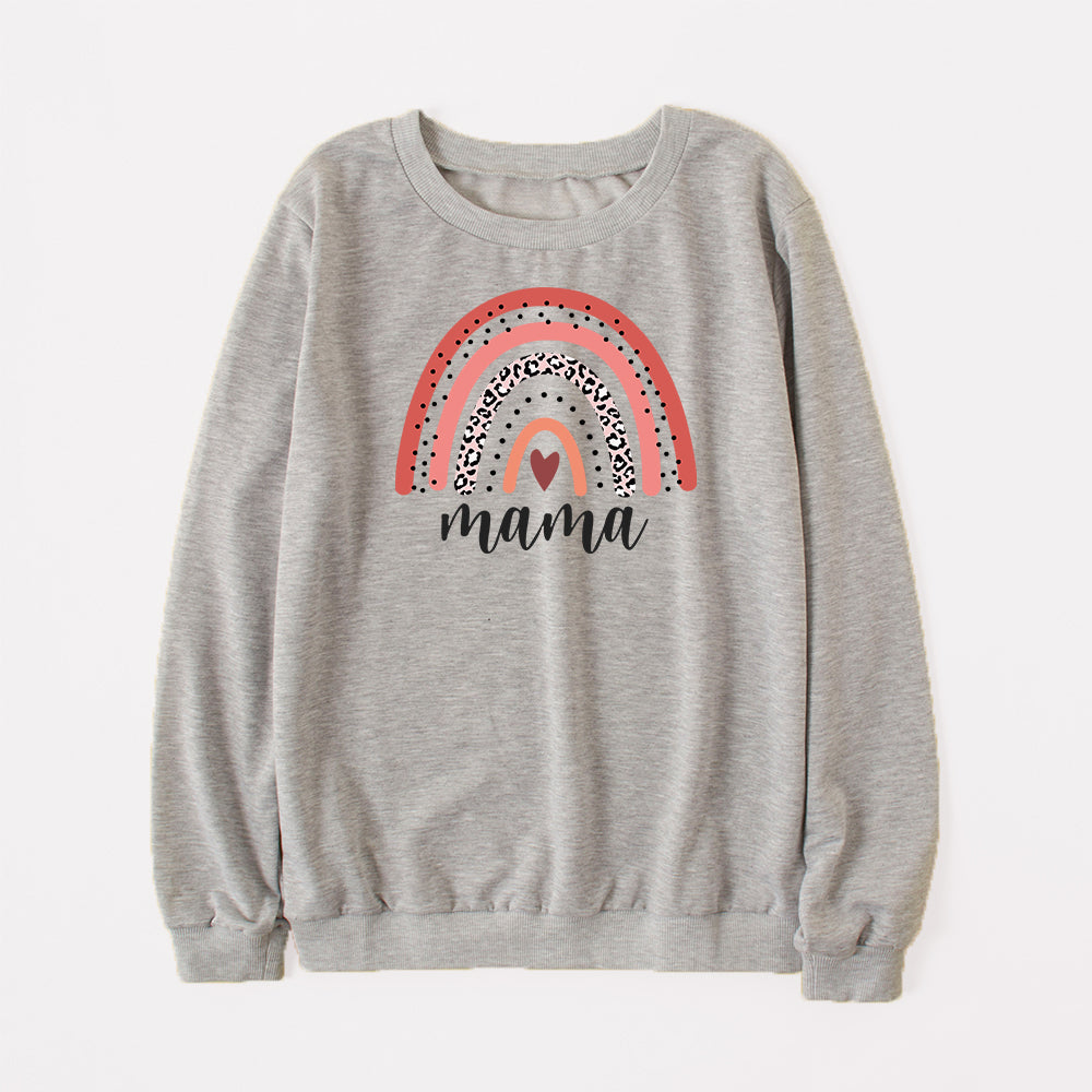 Mommy and me Matching Outfits Mama Mini Rainbow Print Pullover Sweatshirt