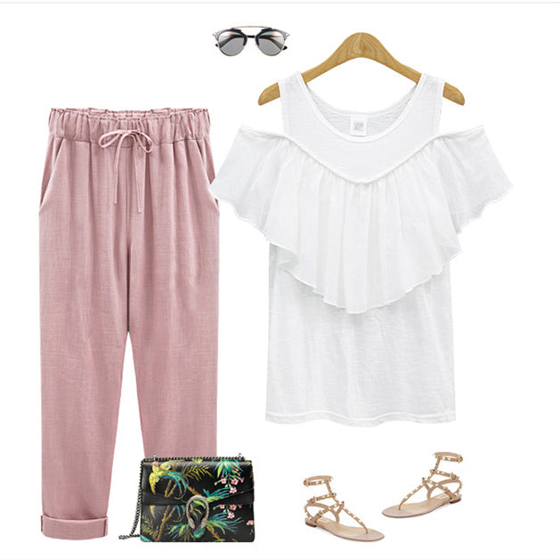 Women Casual Cotton Linen Pants Trousers Pencil Pants