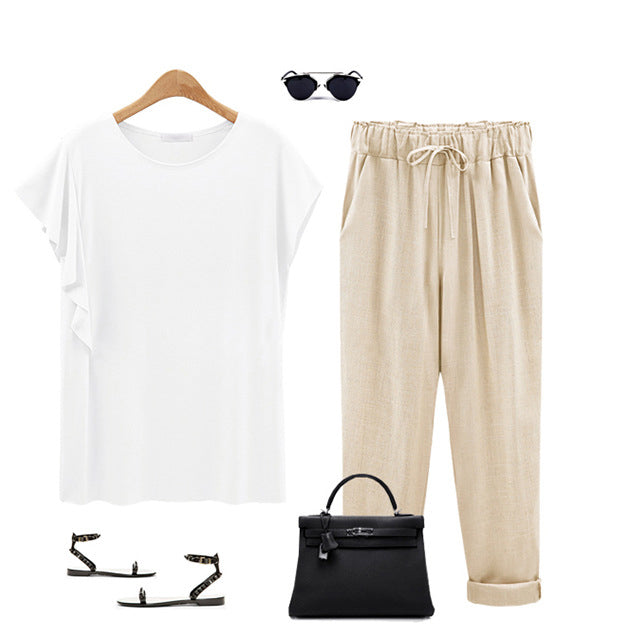 Women Casual Cotton Linen Pants Trousers Pencil Pants