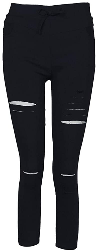 Women Skinny Ripped Pants High Waist Stretch Pencil Pants