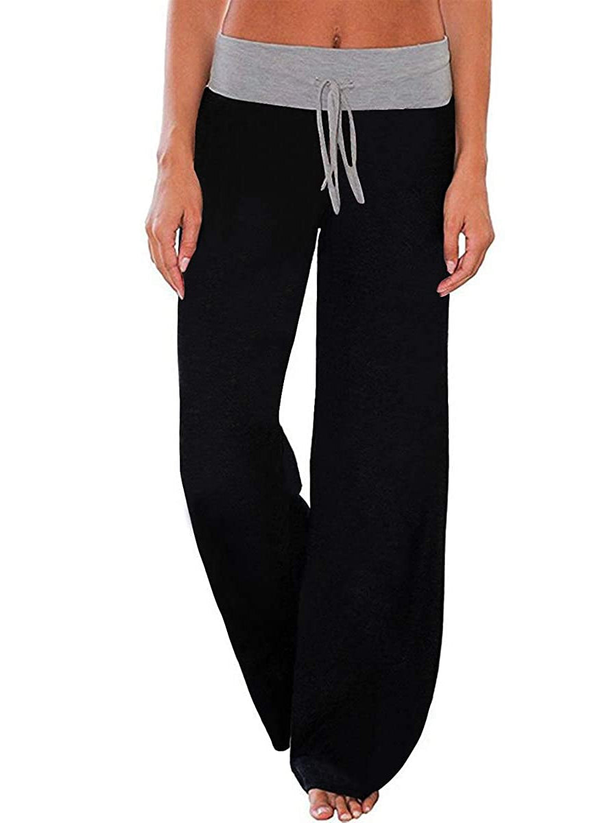 Women's Comfy Casual Pajama Pants Floral Print Drawstring Palazzo Lounge Pants Wide Leg