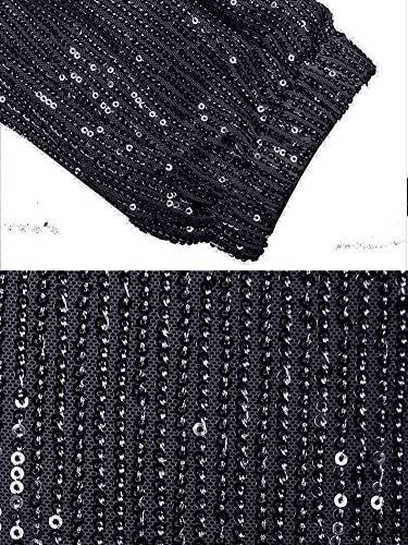 Womens Black Sequin Bling Legging Joggers Pencil Pants with Drawstring